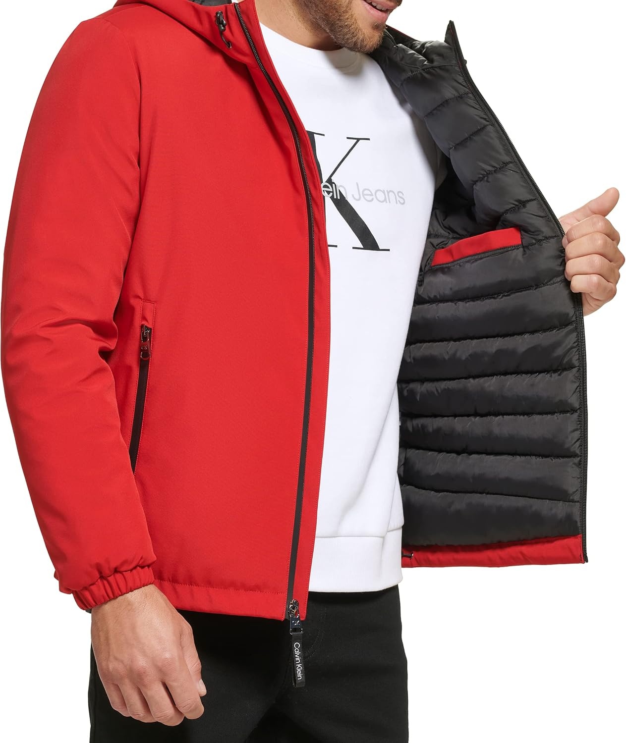image:imageCalvin Klein Mens Hooded WindbreakerClassic Hooded True Red