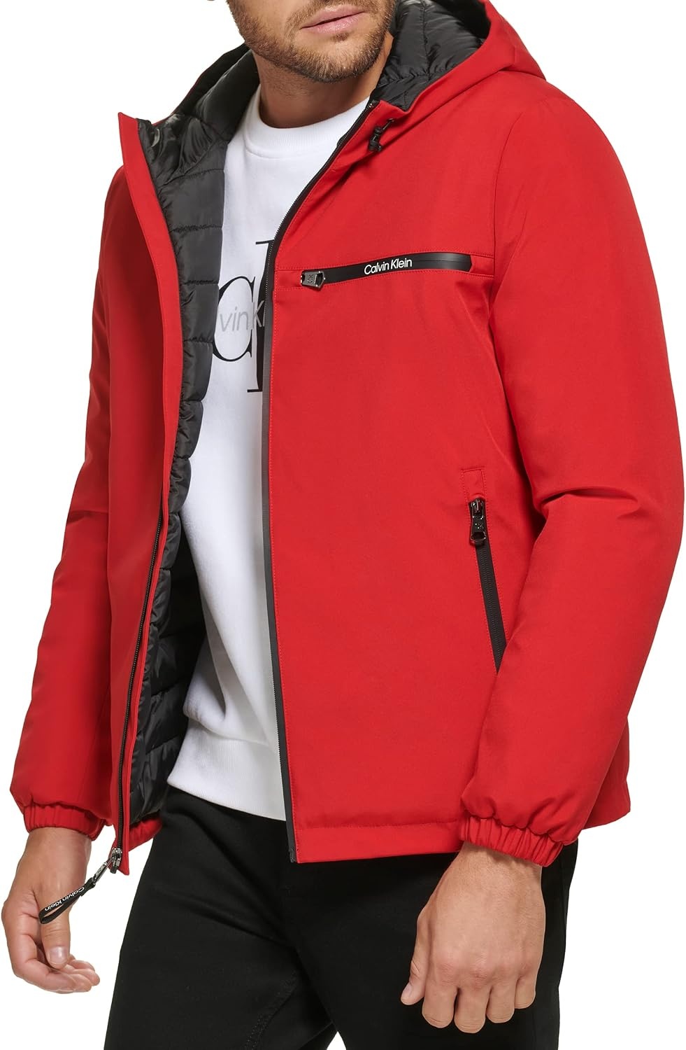 image:imageCalvin Klein Mens Hooded WindbreakerClassic Hooded True Red