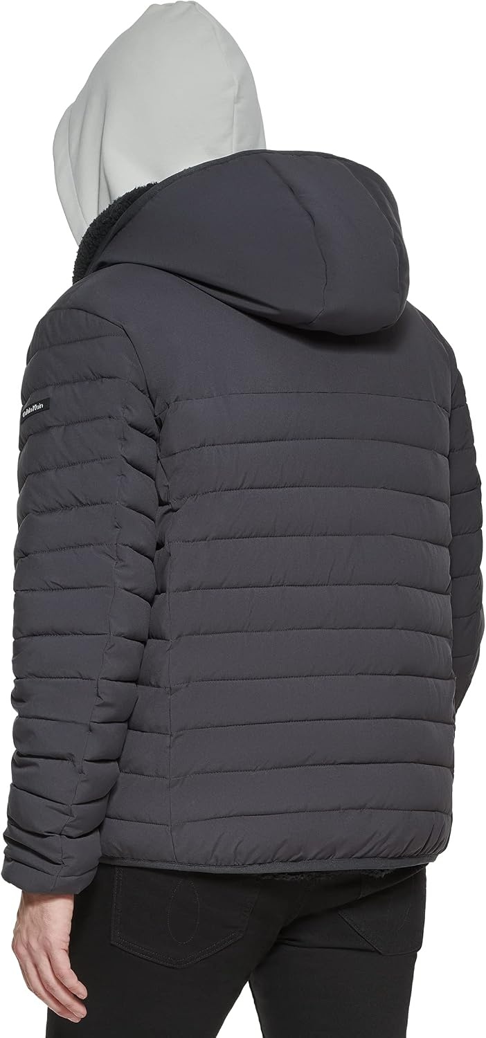 image:imageCalvin Klein Mens Lightweight Packable Down Jacket With Sherpa LiningHooded Down Iron