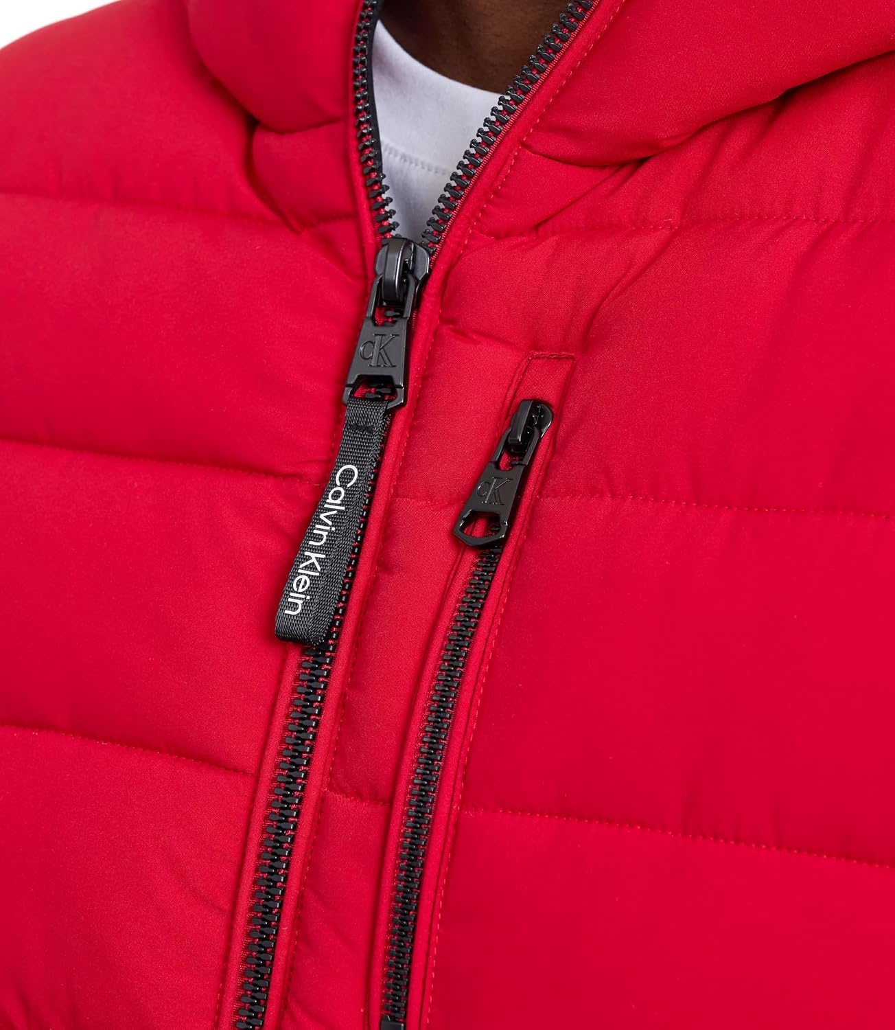 image:imageCalvin Klein Mens Lightweight Packable Hooded Puffer VestDeep Red