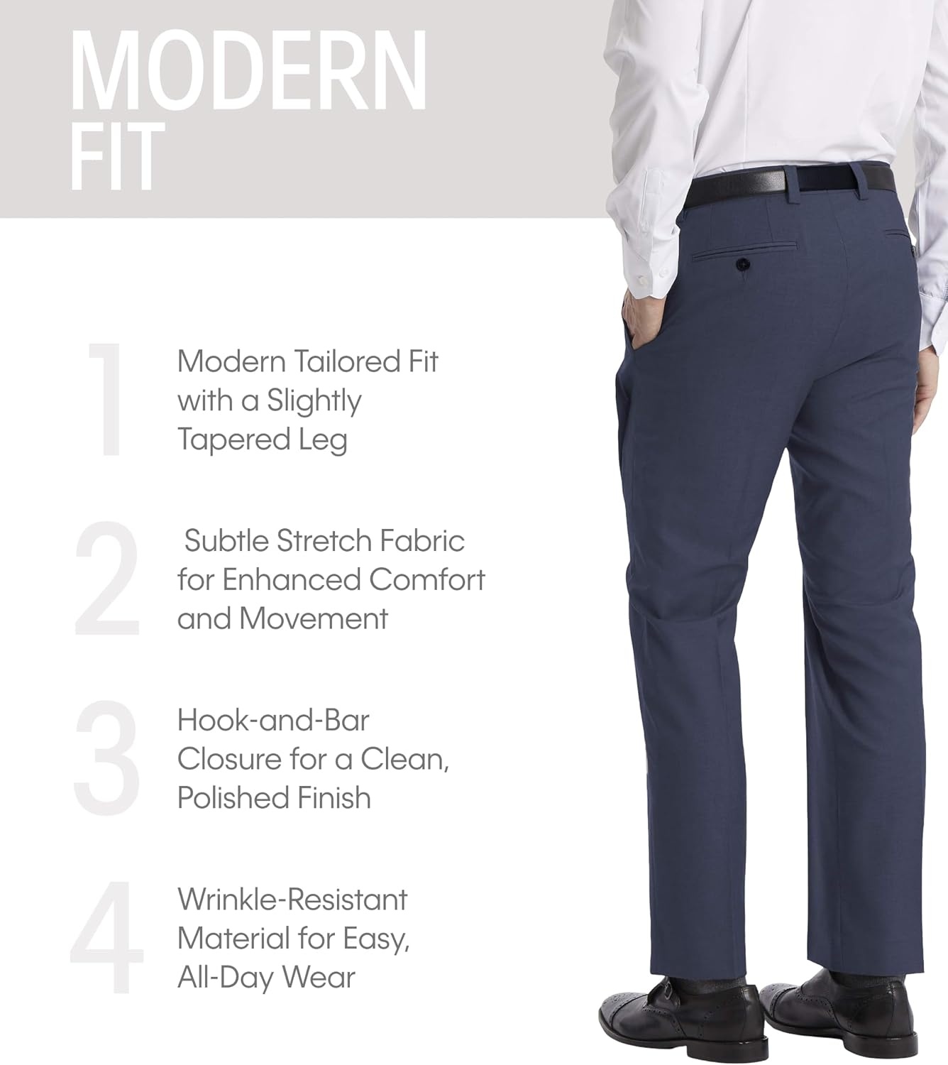 image:imageCalvin Klein Mens Modern Fit Dress Pants  Suit Pants for Men  Performance Stretch Fabric Flat Front ReadytoWear Multiple Colors  Blue 3630