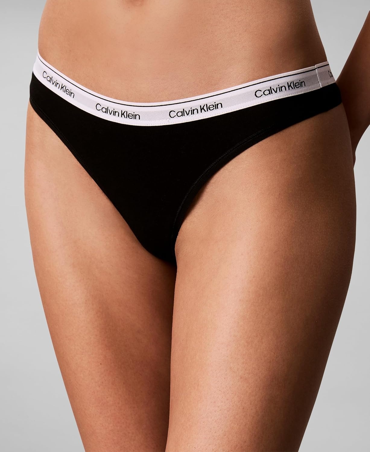 image:imageCalvin Klein Modern Logo Cotton Stretch Thong Panties 5 PackBlackAqua BlueGrisaille BlueGojiAmethyst Cream