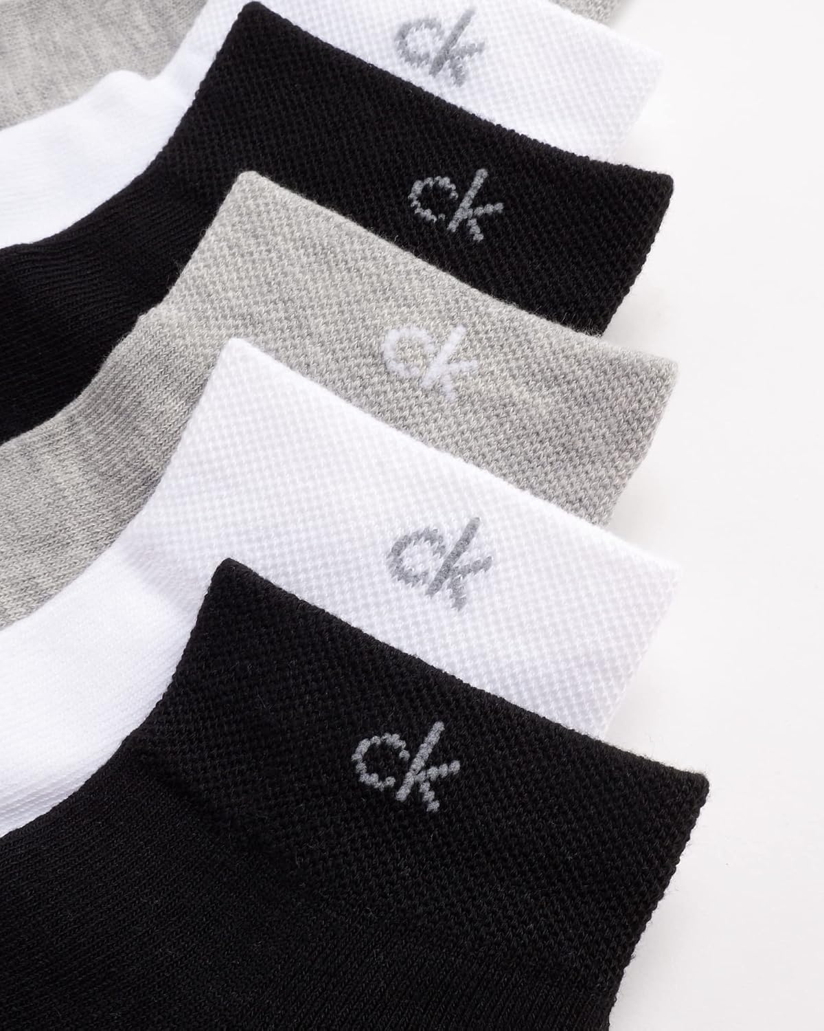 image:imageCalvin Klein Quarter Socks for Women 6 Pack Cushioned Ankle Socks Quarter Cut Breathable Lightweight Athletic DesignBlackWhiteGrey