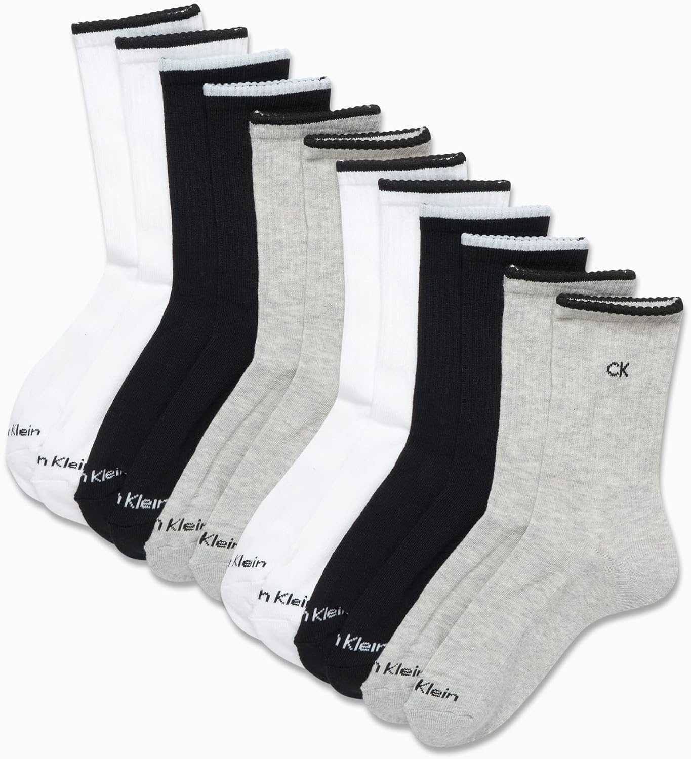 image:imageCalvin Klein Womens Cushion Athletic Crew Socks 12PackBlackWhiteGrey