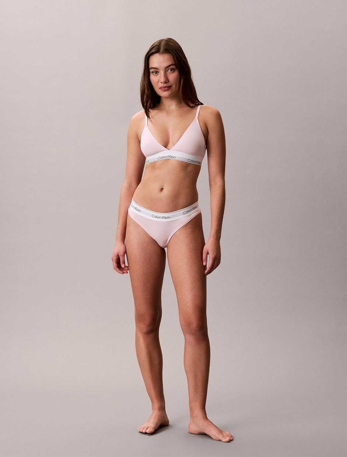 image:imageCalvin Klein Womens Icon Cotton Modal Lightly Lined Triangle BraletteCradle Pink
