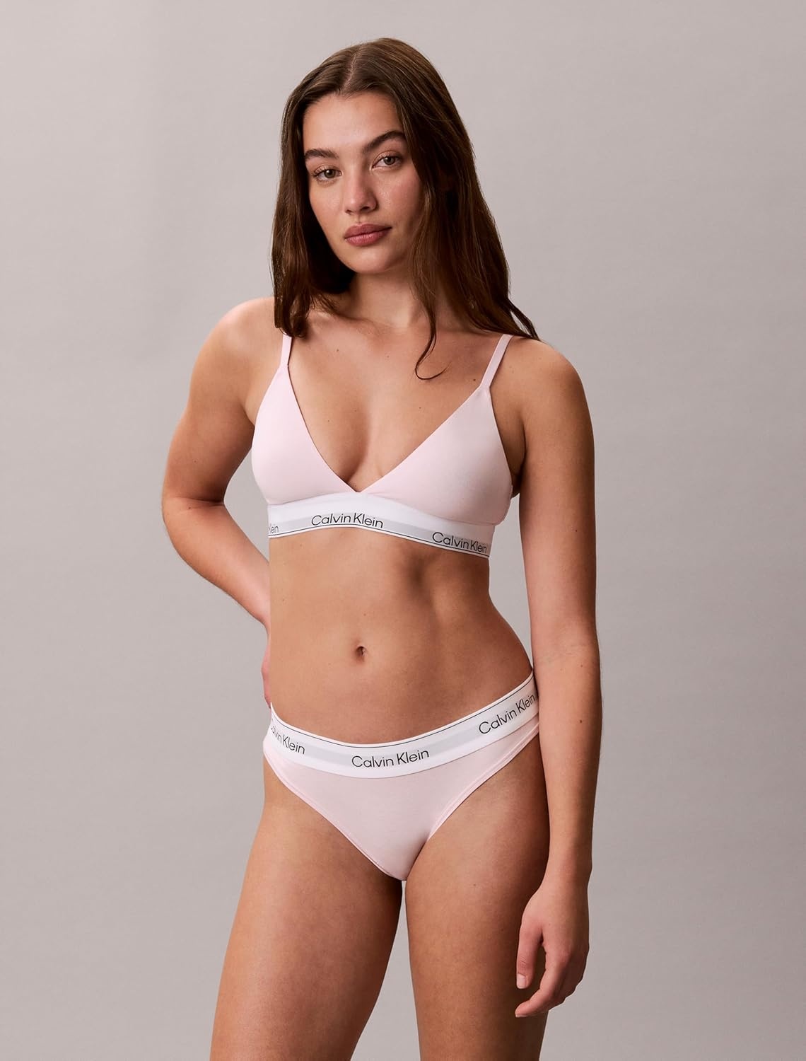 image:imageCalvin Klein Womens Icon Cotton Modal Lightly Lined Triangle BraletteCradle Pink