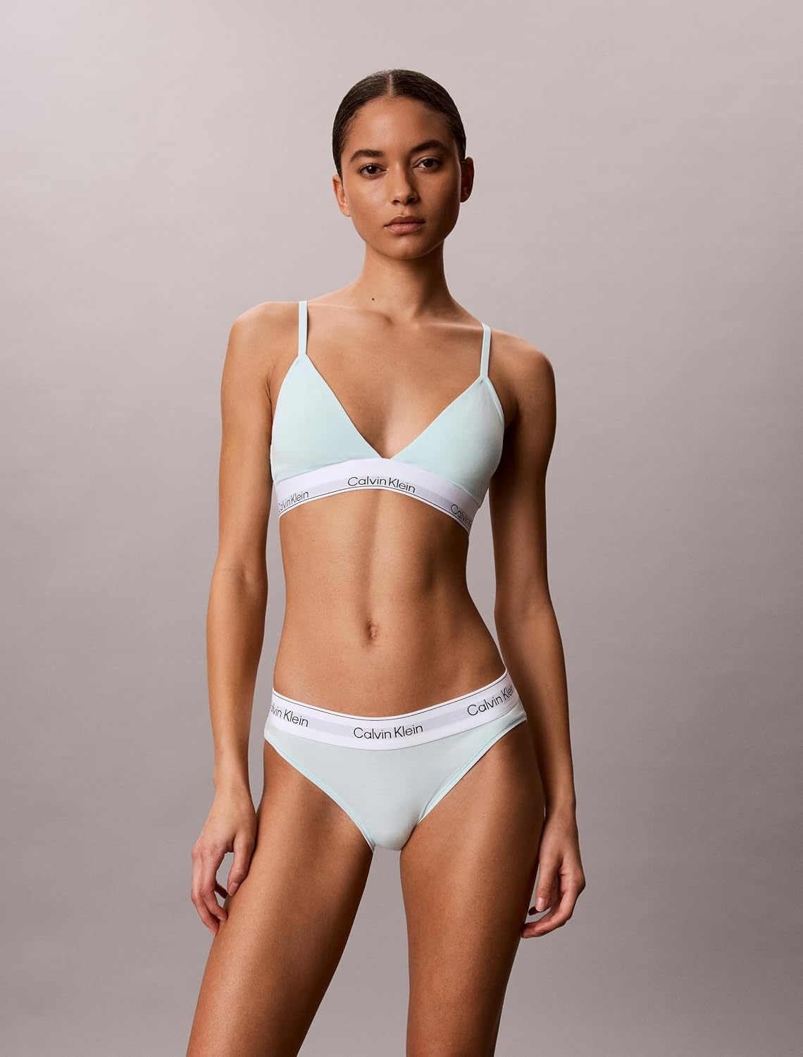image:imageCalvin Klein Womens Icon Cotton Modal Lightly Lined Triangle BraletteFeel the Mint Green