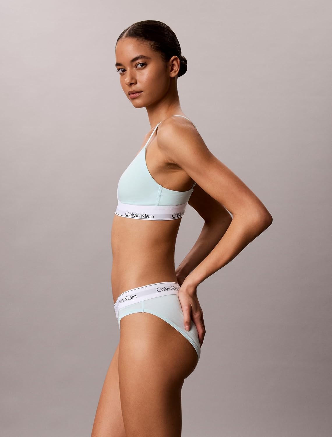 image:imageCalvin Klein Womens Icon Cotton Modal Lightly Lined Triangle BraletteFeel the Mint Green