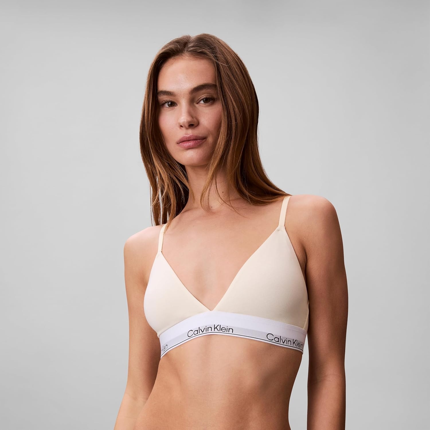 image:imageCalvin Klein Womens Icon Cotton Modal Lightly Lined Triangle BralettePear Sorbet