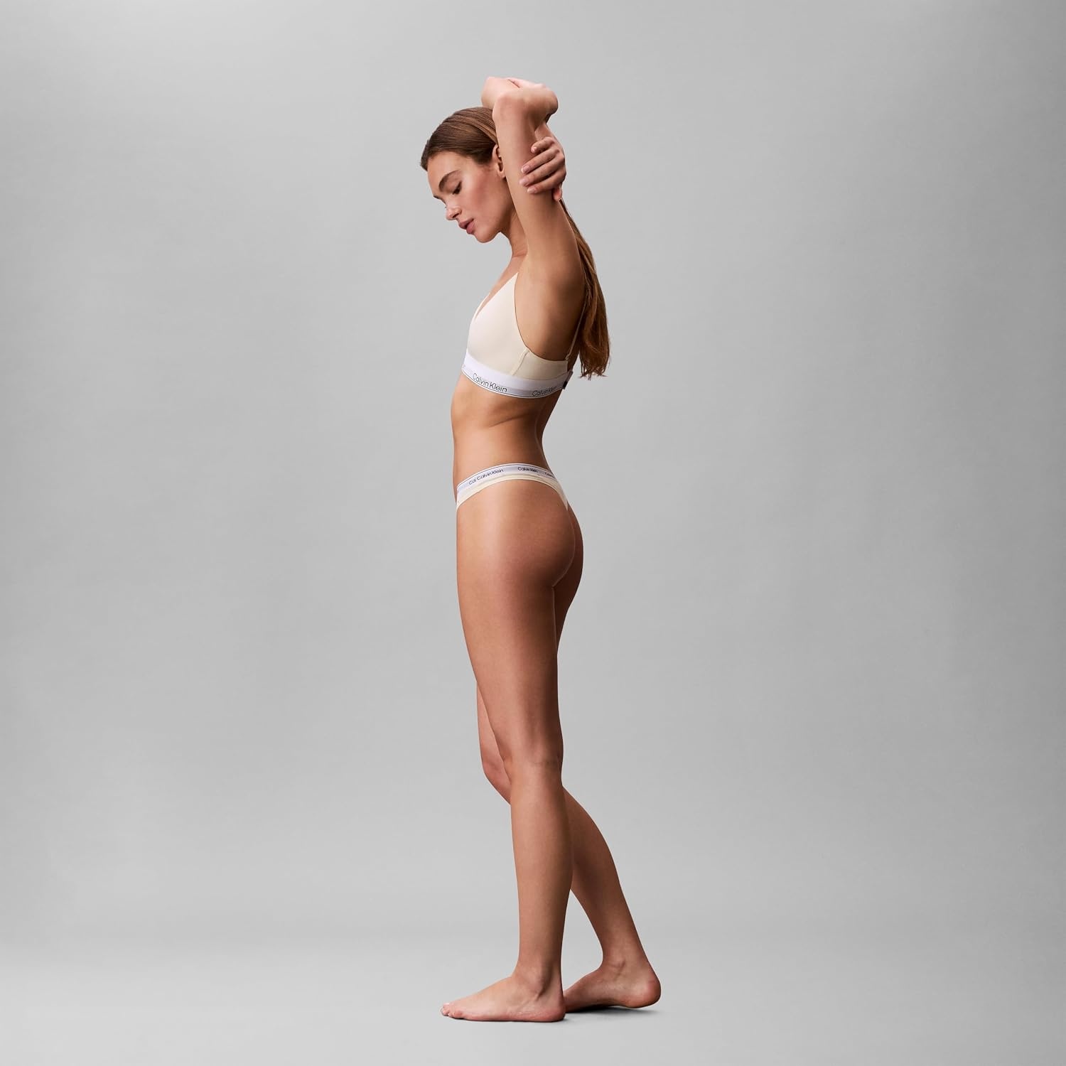 image:imageCalvin Klein Womens Icon Cotton Modal Lightly Lined Triangle BralettePear Sorbet