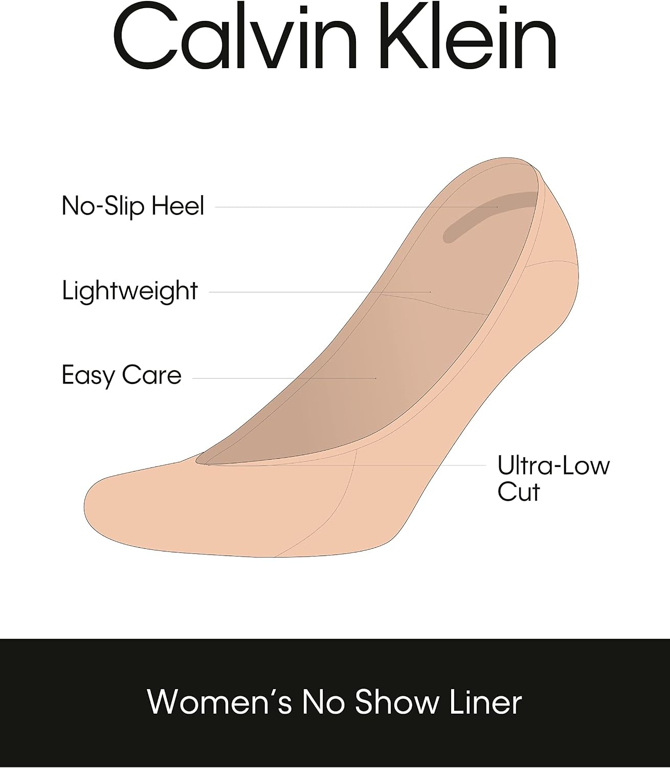 image:imageCalvin Klein Womens Liner Socks 5 Pack Athletic Shoe Sock Liners Lightweight Performance Non Slip No Show Socks for WomenBlack