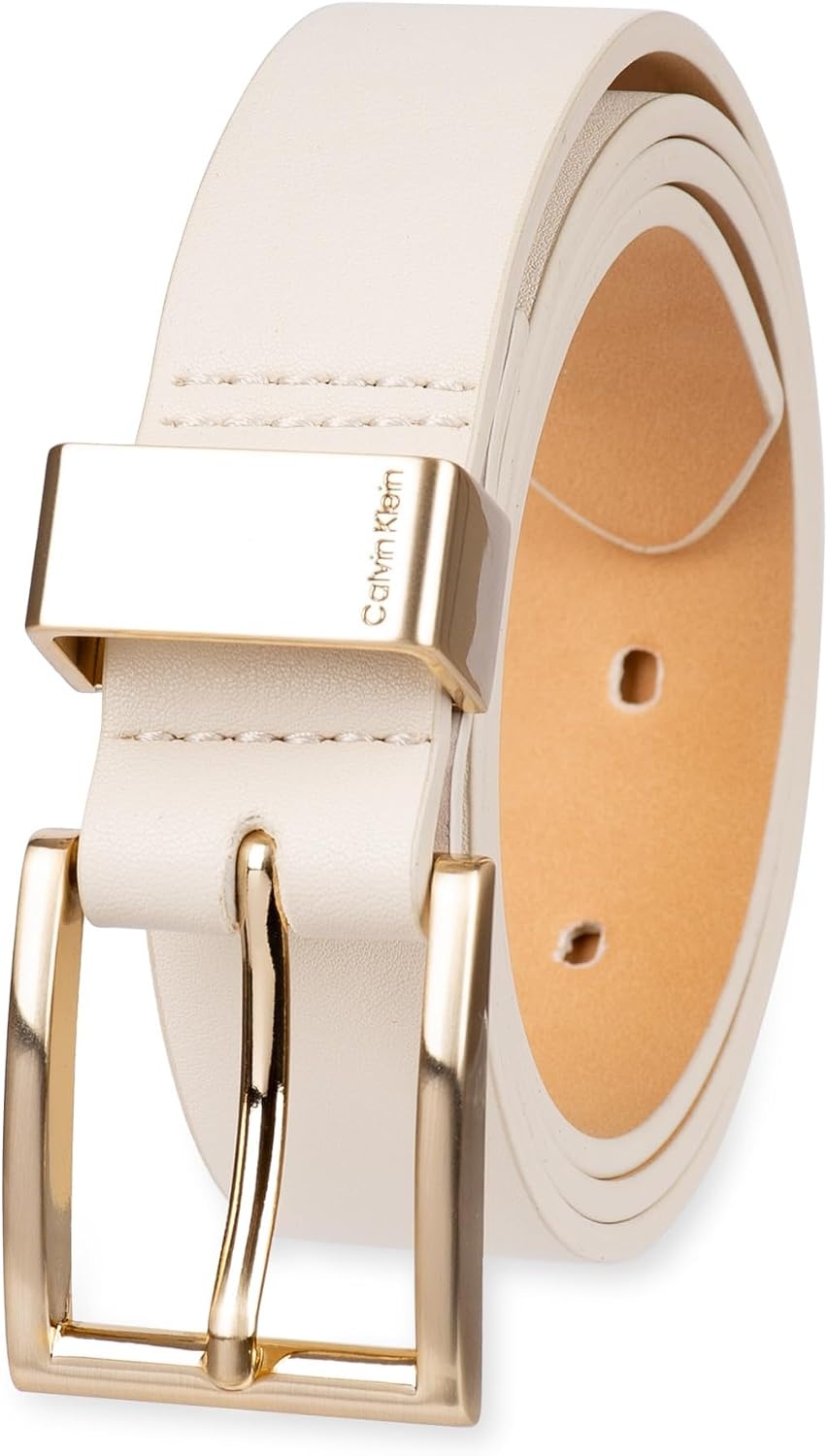 image:imageCalvin Klein Womens Metal Loop Slim 1 Inch Fashion Belt for Trousers Jeans DressesBone