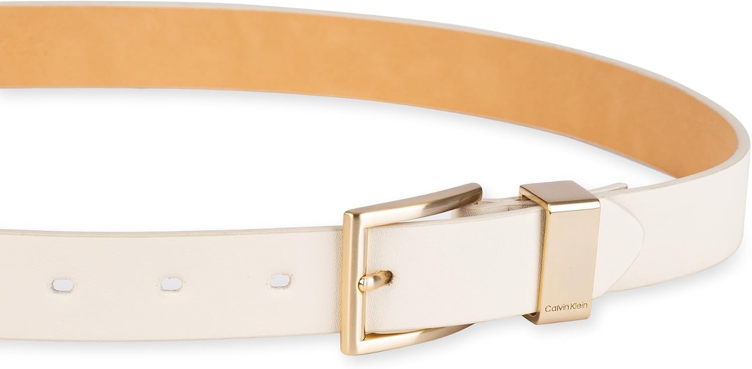 image:imageCalvin Klein Womens Metal Loop Slim 1 Inch Fashion Belt for Trousers Jeans DressesBone