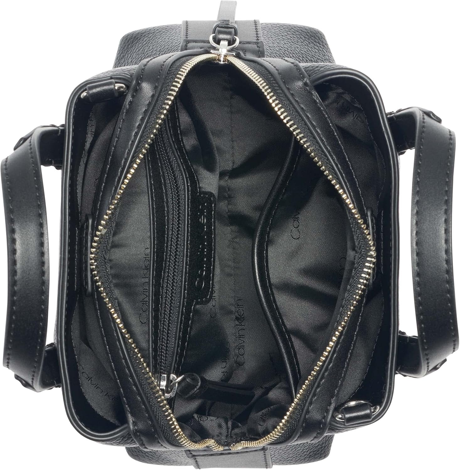 image:imageCalvin Klein Womens Millie 2 in 1 Triple Compartment Mini Satchel CrossbodyBlackSilver