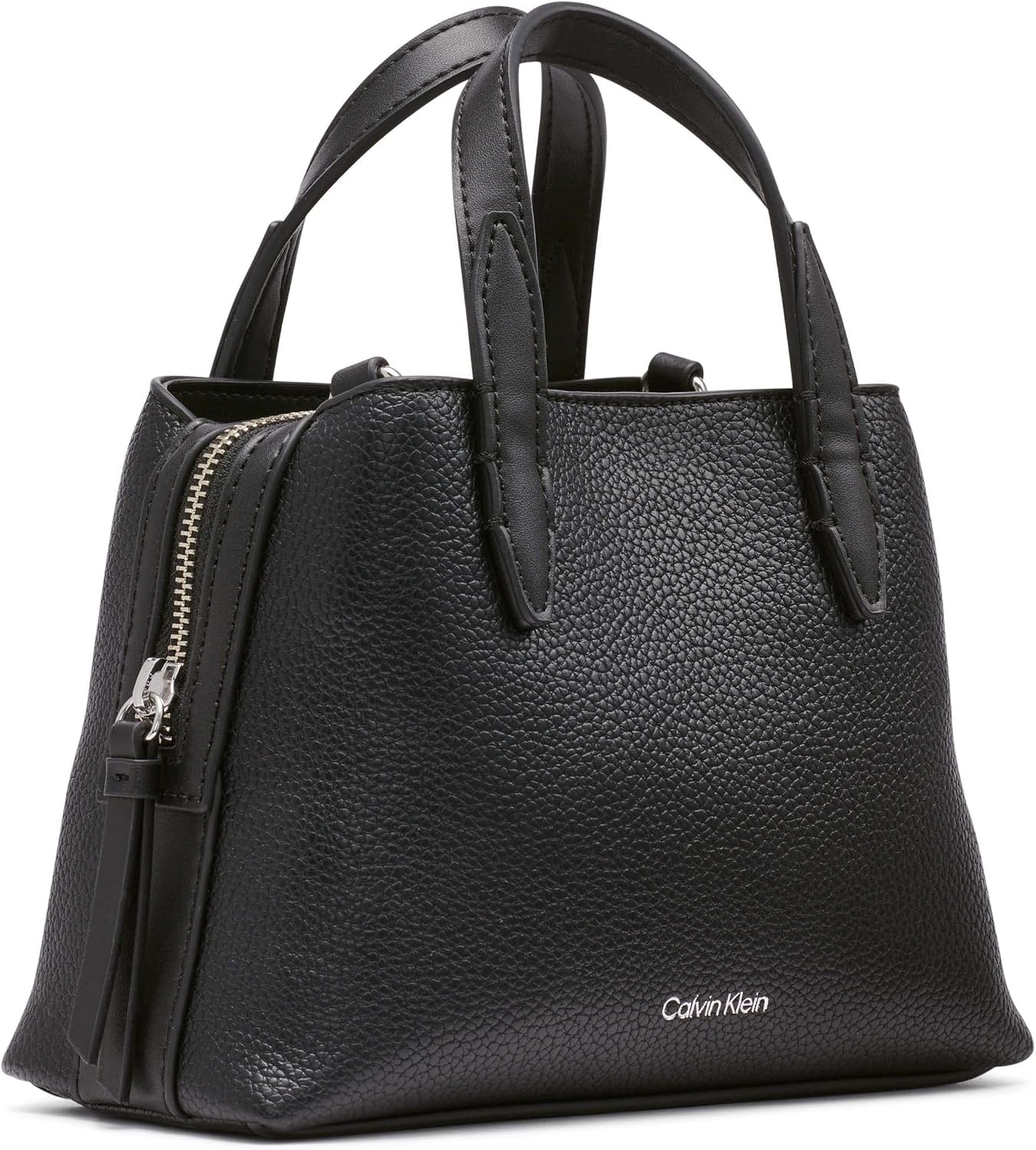 image:imageCalvin Klein Womens Millie 2 in 1 Triple Compartment Mini Satchel CrossbodyBlackSilver