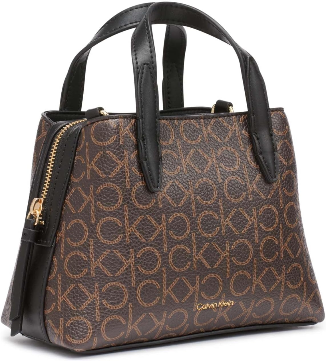 image:imageCalvin Klein Womens Millie 2 in 1 Triple Compartment Mini Satchel CrossbodyBrownKhakiBlack