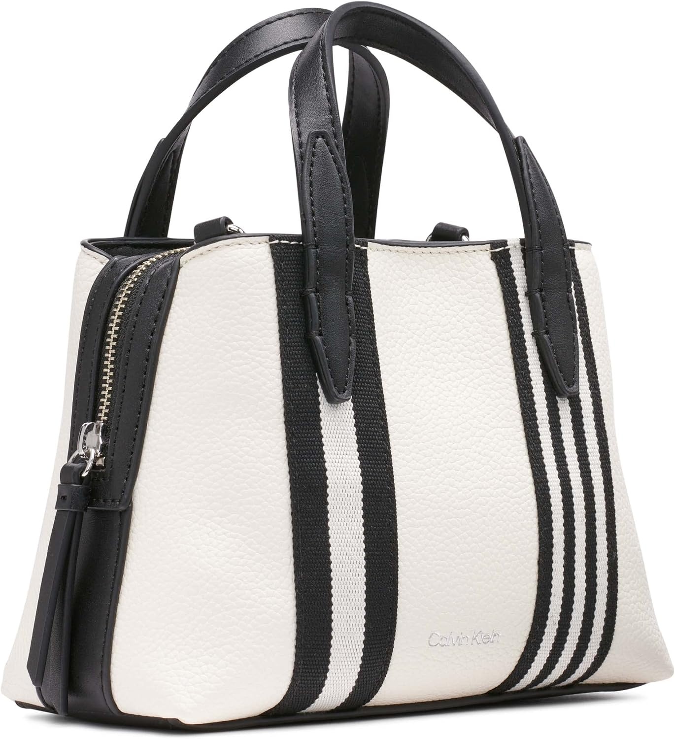 image:imageCalvin Klein Womens Millie 2 in 1 Triple Compartment Mini Satchel CrossbodyCherub WhiteBlack