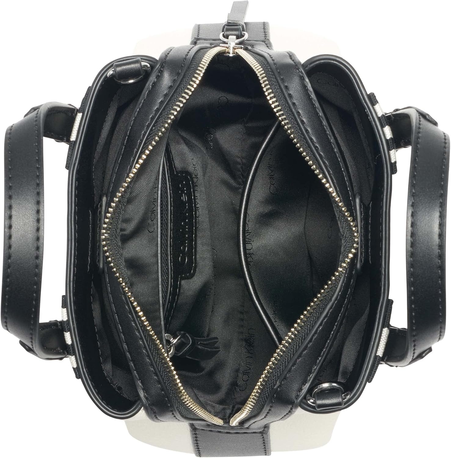 image:imageCalvin Klein Womens Millie 2 in 1 Triple Compartment Mini Satchel CrossbodyCherub WhiteBlack