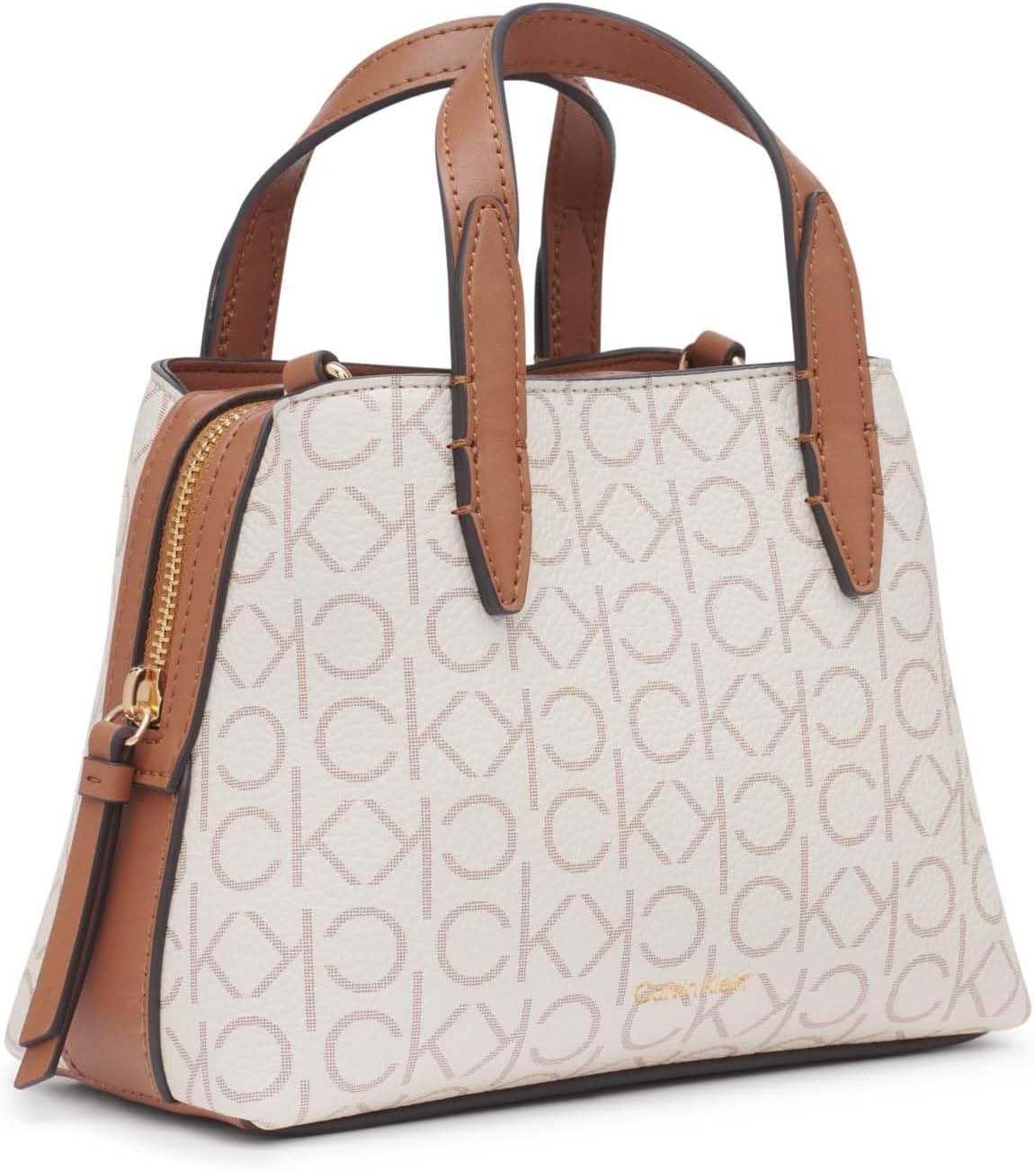 image:imageCalvin Klein Womens Millie 2 in 1 Triple Compartment Mini Satchel CrossbodyVanillaKhakiCaramel