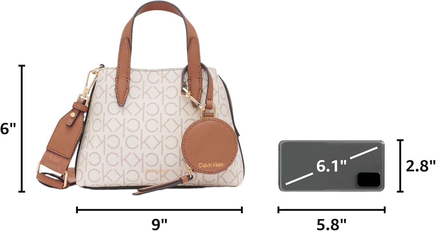 image:imageCalvin Klein Womens Millie 2 in 1 Triple Compartment Mini Satchel CrossbodyVanillaKhakiCaramel