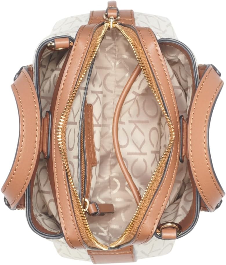 image:imageCalvin Klein Womens Millie 2 in 1 Triple Compartment Mini Satchel CrossbodyVanillaKhakiCaramel