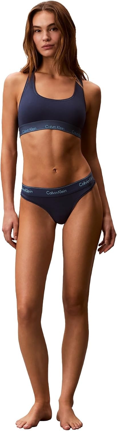 image:imageCalvin Klein Womens Modern Cotton ThongPantyDark Denim