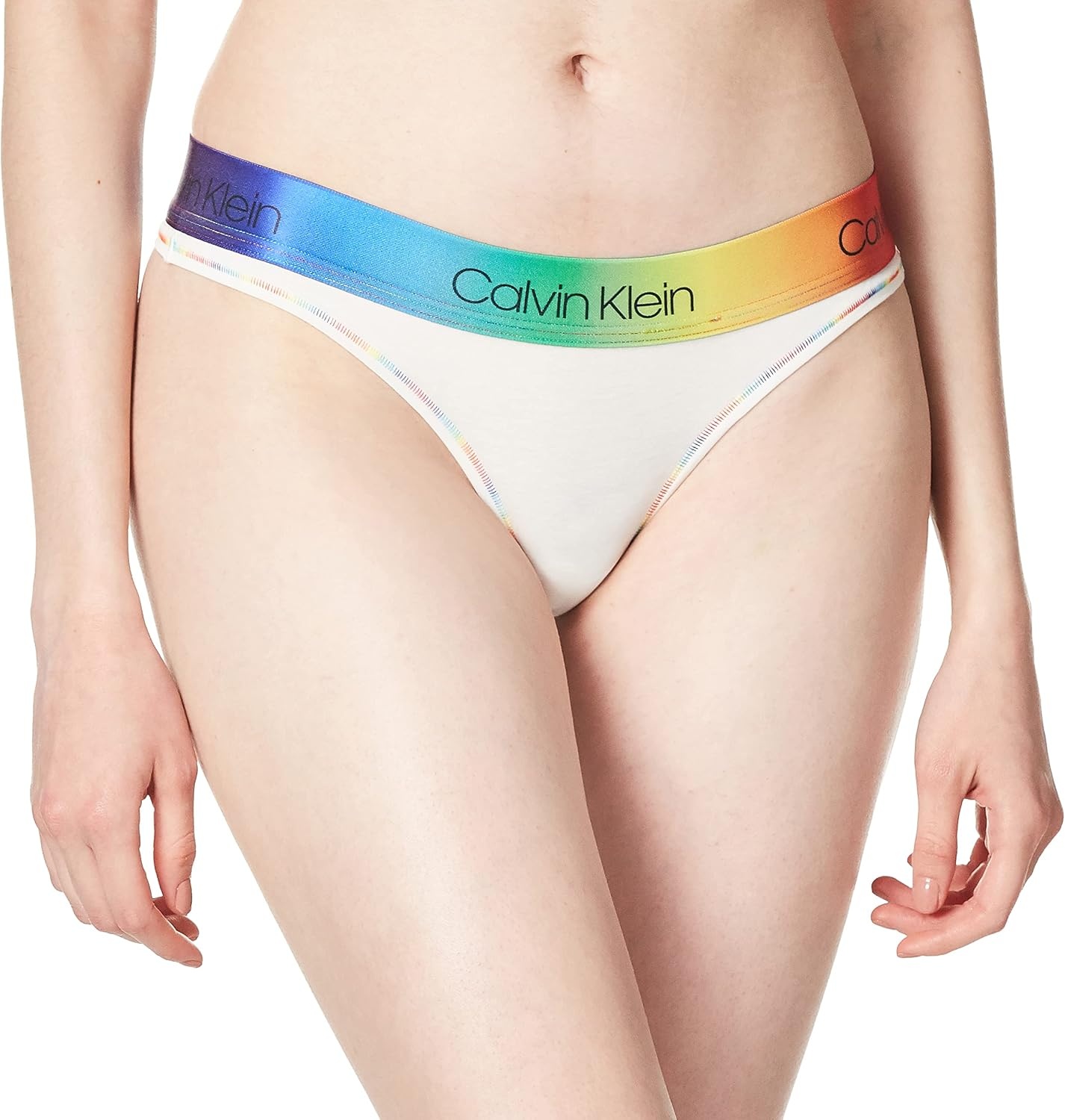 image:imageCalvin Klein Womens Modern Cotton ThongPantyWhitegradient Rainbow