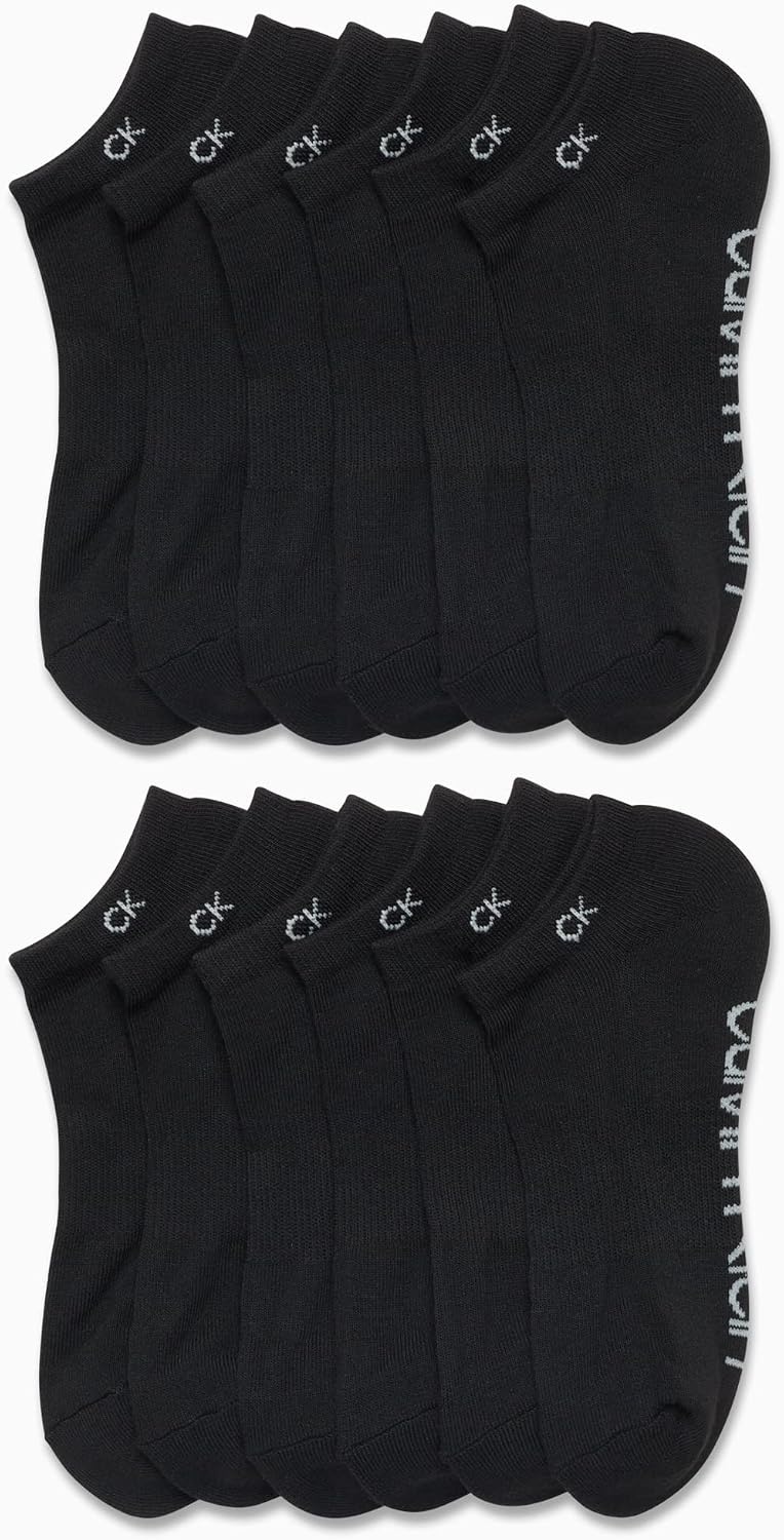 image:imageCalvin Klein Womens No Show Socks 12 Pack Breathable Lightweight Athletic Low Cut Running Socks for WomenAll Black