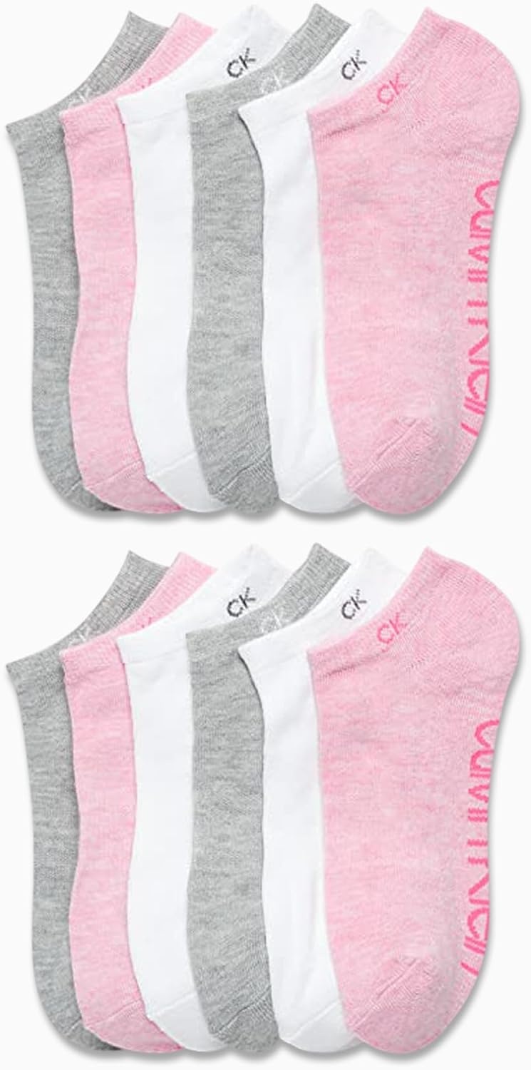 image:imageCalvin Klein Womens No Show Socks 12 Pack Breathable Lightweight Athletic Low Cut Running Socks for WomenPink Multi