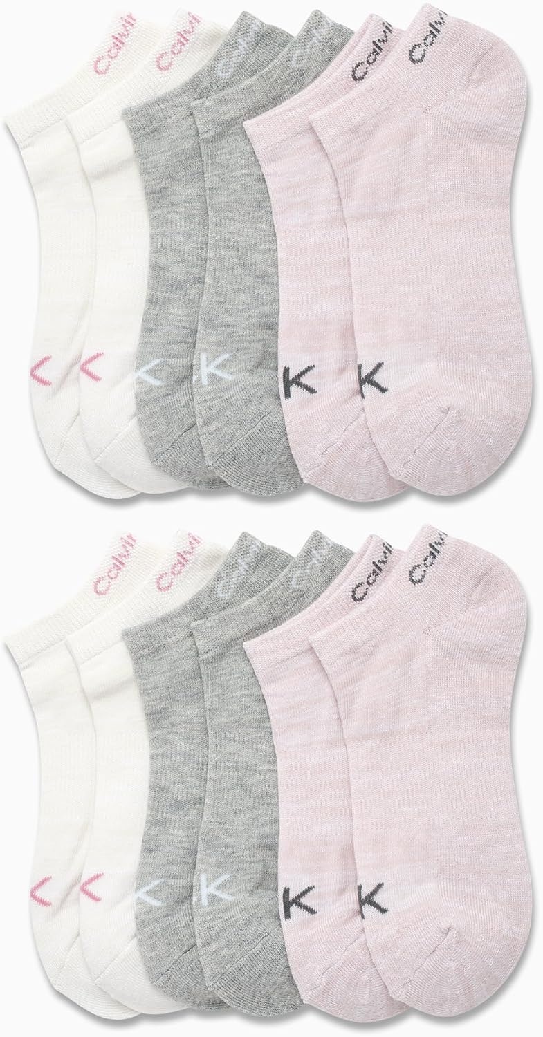 image:imageCalvin Klein Womens No Show Socks 12 Pack Breathable Lightweight Athletic Low Cut Running Socks for WomenPinkGrey