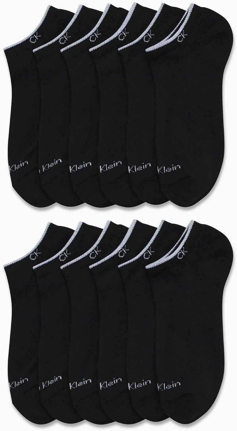 image:imageCalvin Klein Womens No Show Socks 12 Pack Breathable Lightweight Athletic Low Cut Running Socks for WomenPure Black
