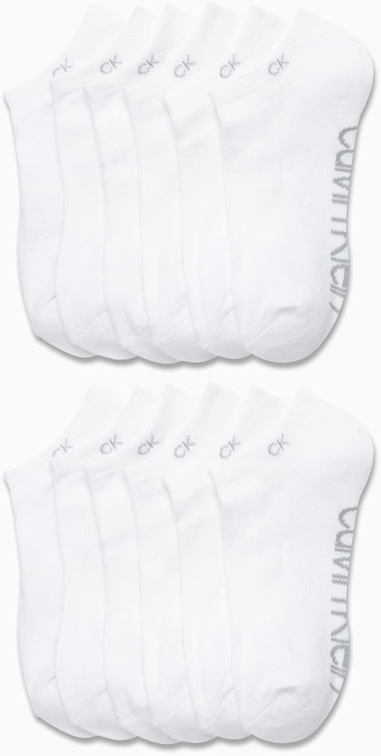 image:imageCalvin Klein Womens No Show Socks 12 Pack Breathable Lightweight Athletic Low Cut Running Socks for WomenPure White