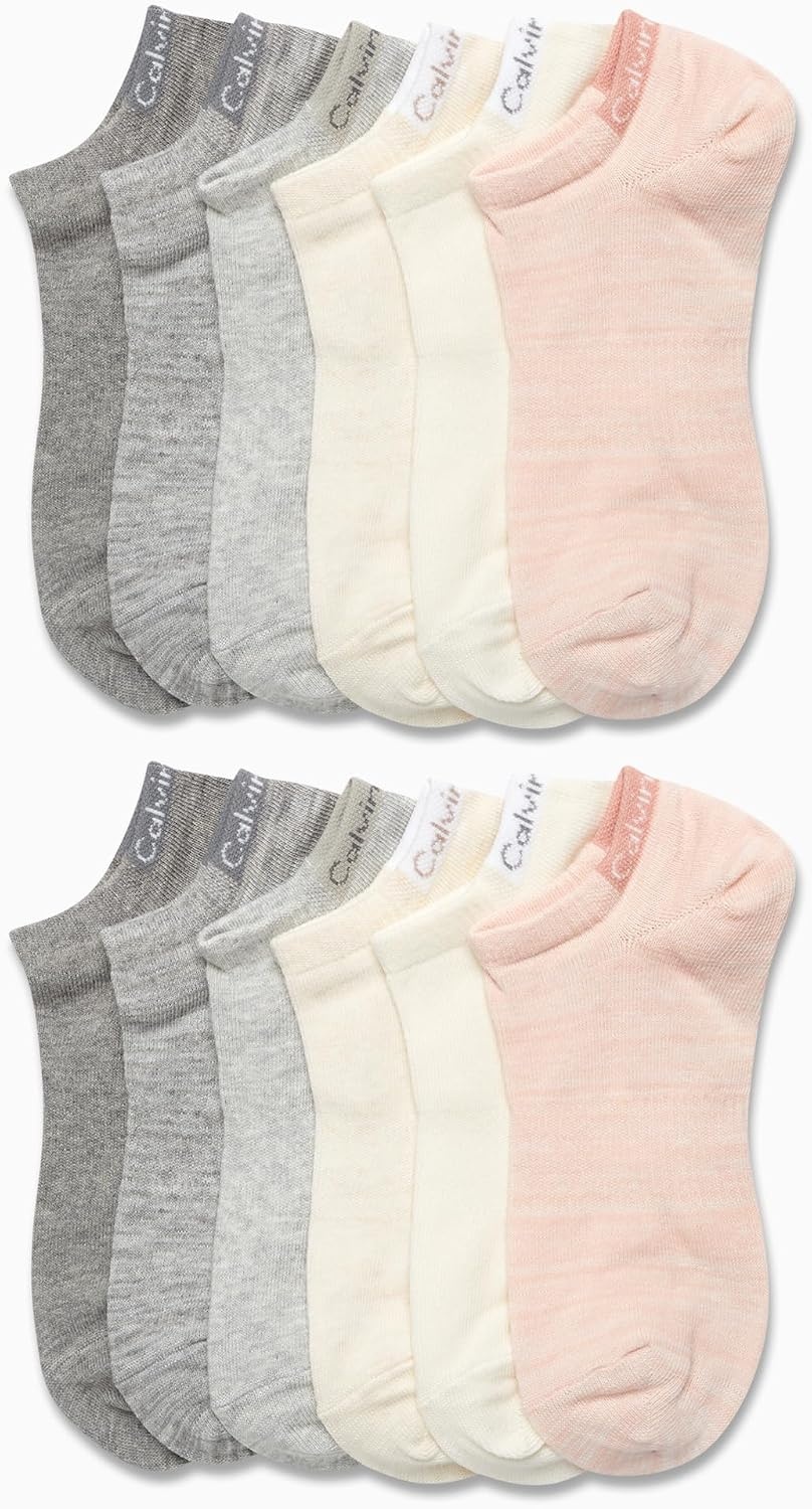 image:imageCalvin Klein Womens No Show Socks 12 Pack Breathable Lightweight Athletic Low Cut Running Socks for WomenRose Multi