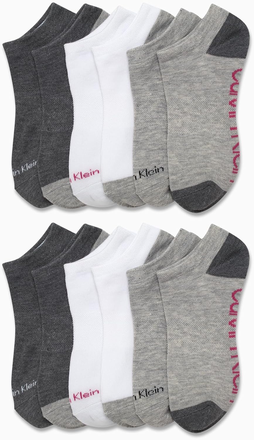 image:imageCalvin Klein Womens No Show Socks 12 Pack Flat Knit Cushioned Athletic Low Cut Socks for Women for Sports and RunningHeather Grey