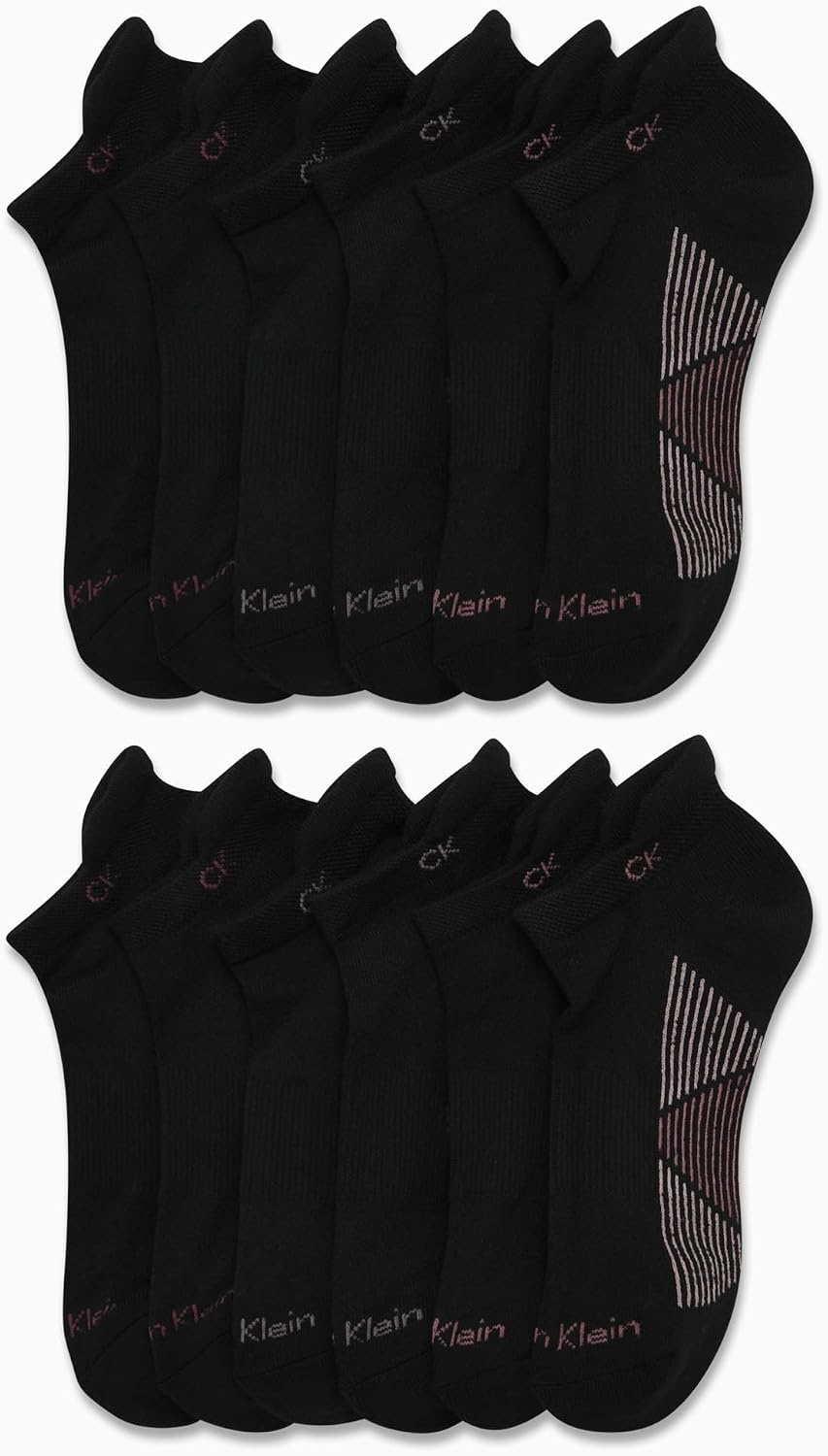 image:imageCalvin Klein Womens No Show Socks 12 Pack Lightweight Cushioned Athletic Tab Low Cut Running Socks for WomenAll Black