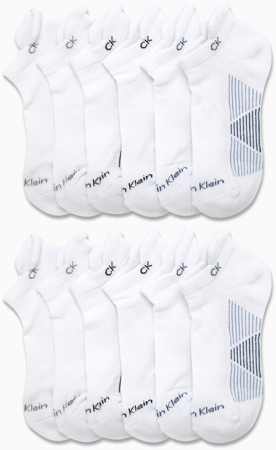 image:imageCalvin Klein Womens No Show Socks 12 Pack Lightweight Cushioned Athletic Tab Low Cut Running Socks for WomenAll White