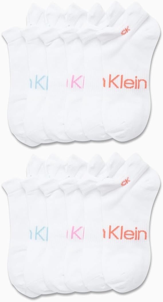 image:imageCalvin Klein Womens No Show Socks 12 Pack Lightweight Cushioned Athletic Tab Low Cut Running Socks for WomenWhite Tab