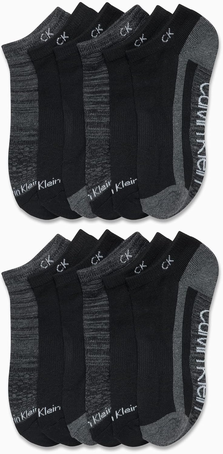image:imageCalvin Klein Womens No Show Socks 12 Pack Soft Cotton Blend Lightweight Athletic Low Cut Running Socks for WomenBlack Assorted