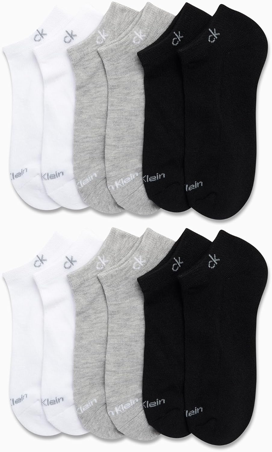 image:imageCalvin Klein Womens No Show Socks 12 Pack Soft Cotton Blend Lightweight Athletic Low Cut Running Socks for WomenBlackWhiteGrey