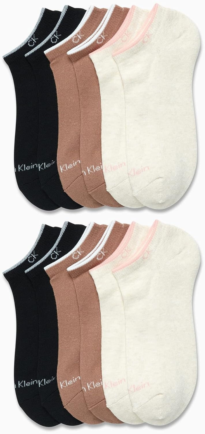 image:imageCalvin Klein Womens No Show Socks 12 Pack Soft Cotton Blend Lightweight Athletic Low Cut Running Socks for WomenNeutral Assorted