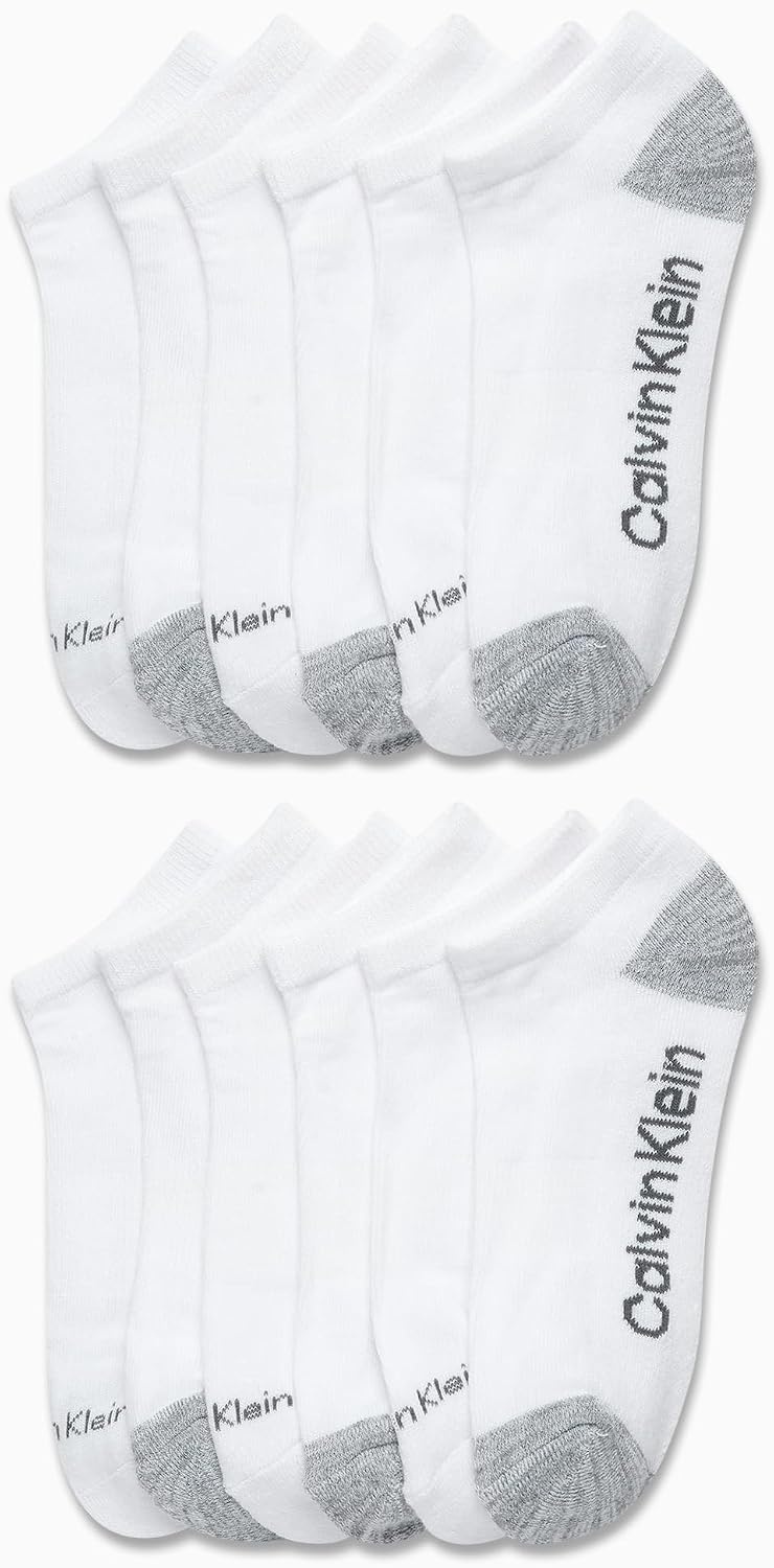 image:imageCalvin Klein Womens No Show Socks 12 Pack Soft Cotton Blend Lightweight Athletic Low Cut Running Socks for WomenWhiteGrey
