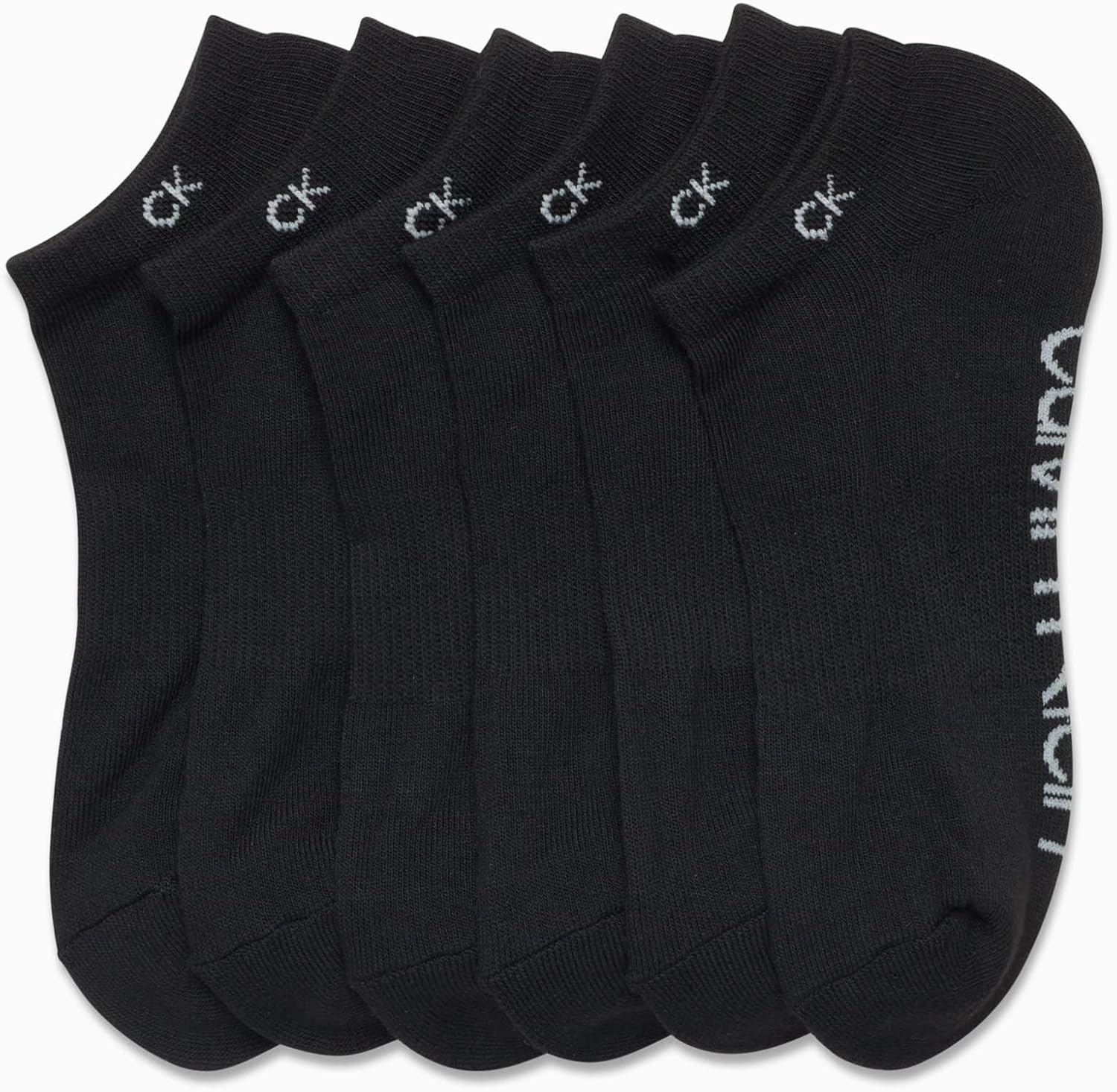 image:imageCalvin Klein Womens No Show Socks 6 Pack Breathable Cotton Blend Athletic Performance Low Cut Running Socks for WomenAll Black
