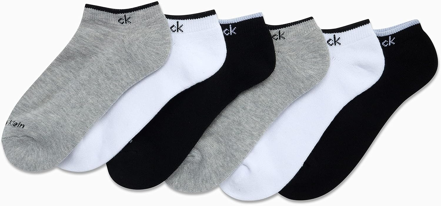 image:imageCalvin Klein Womens No Show Socks 6 Pack Breathable Cotton Blend Athletic Performance Low Cut Running Socks for WomenGrey Assorted