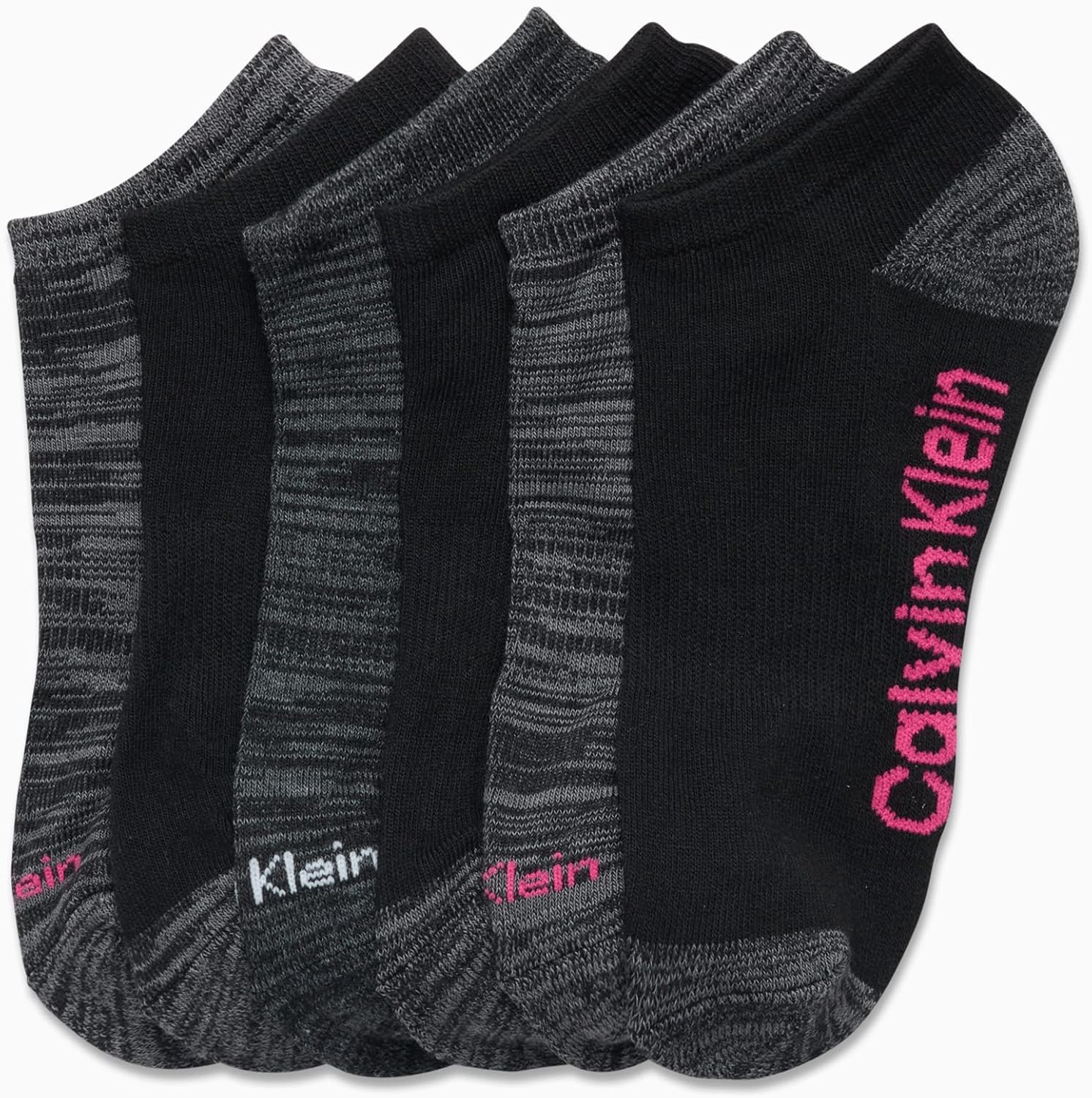 image:imageCalvin Klein Womens No Show Socks 6 Pack Breathable Cotton Blend Athletic Performance Low Cut Running Socks for WomenGrey Multi