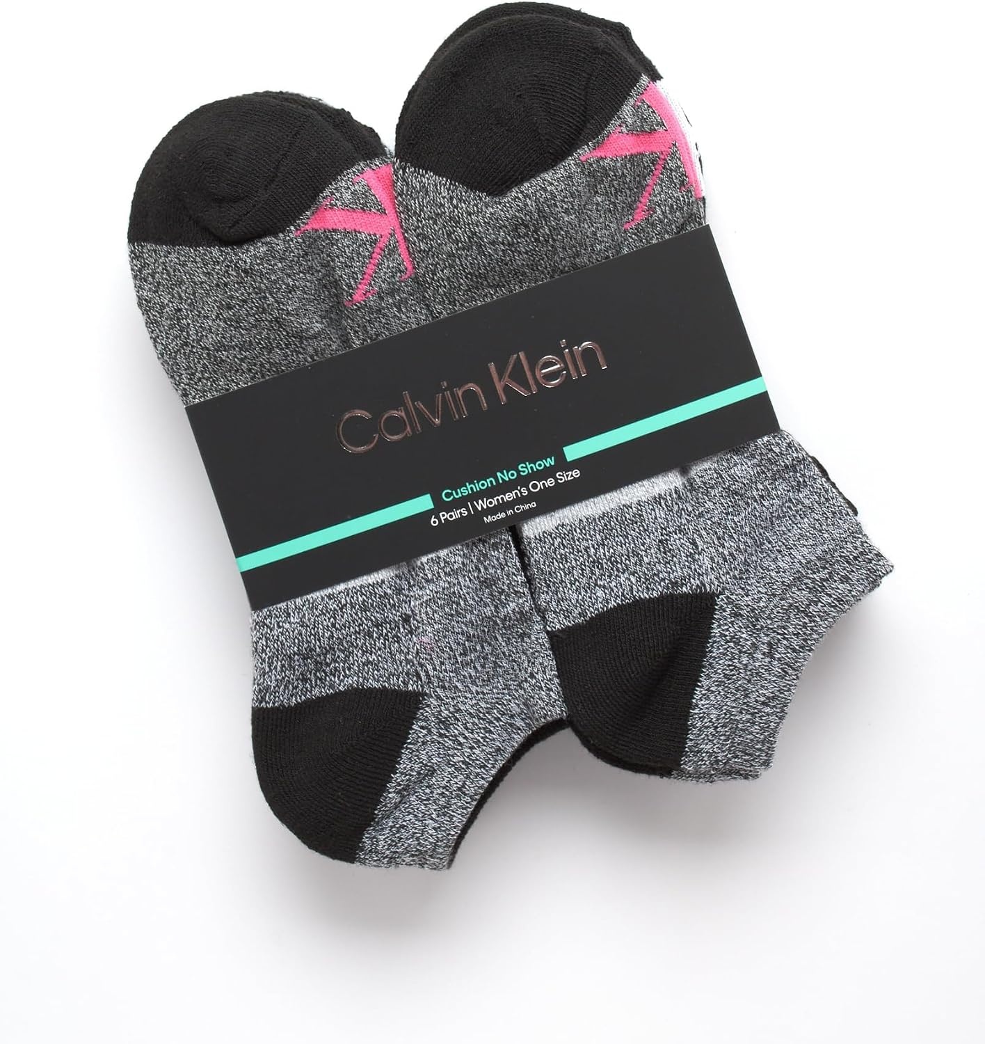 image:imageCalvin Klein Womens No Show Socks 6 Pack Breathable Cotton Blend Athletic Performance Low Cut Running Socks for WomenGreyBlack Logo