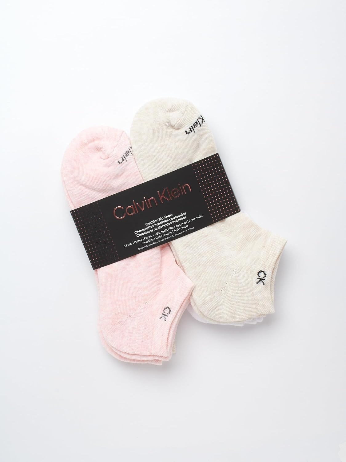 image:imageCalvin Klein Womens No Show Socks 6 Pack Breathable Cotton Blend Athletic Performance Low Cut Running Socks for WomenOatmeal Heather