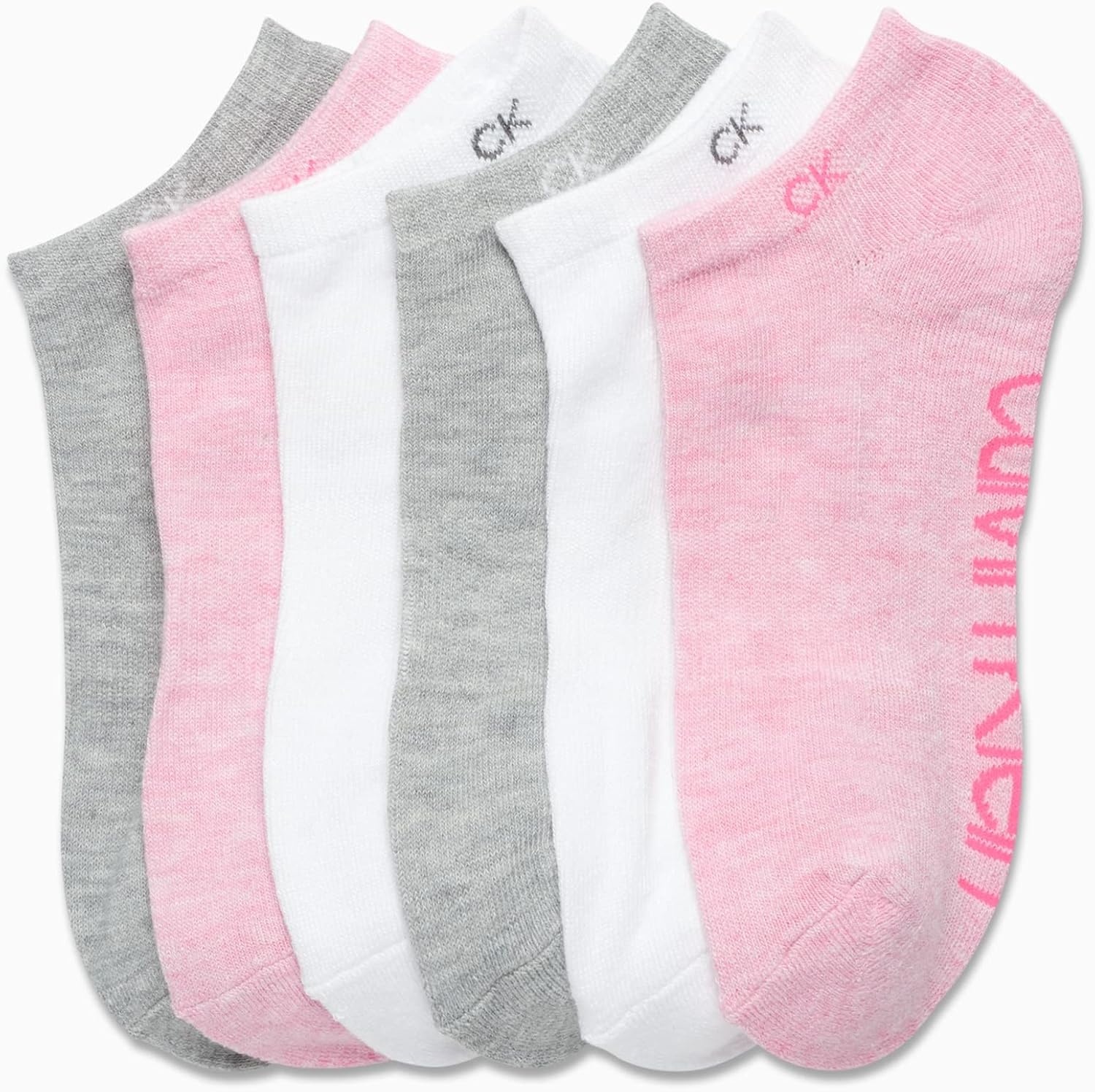 image:imageCalvin Klein Womens No Show Socks 6 Pack Breathable Cotton Blend Athletic Performance Low Cut Running Socks for WomenPink Multi