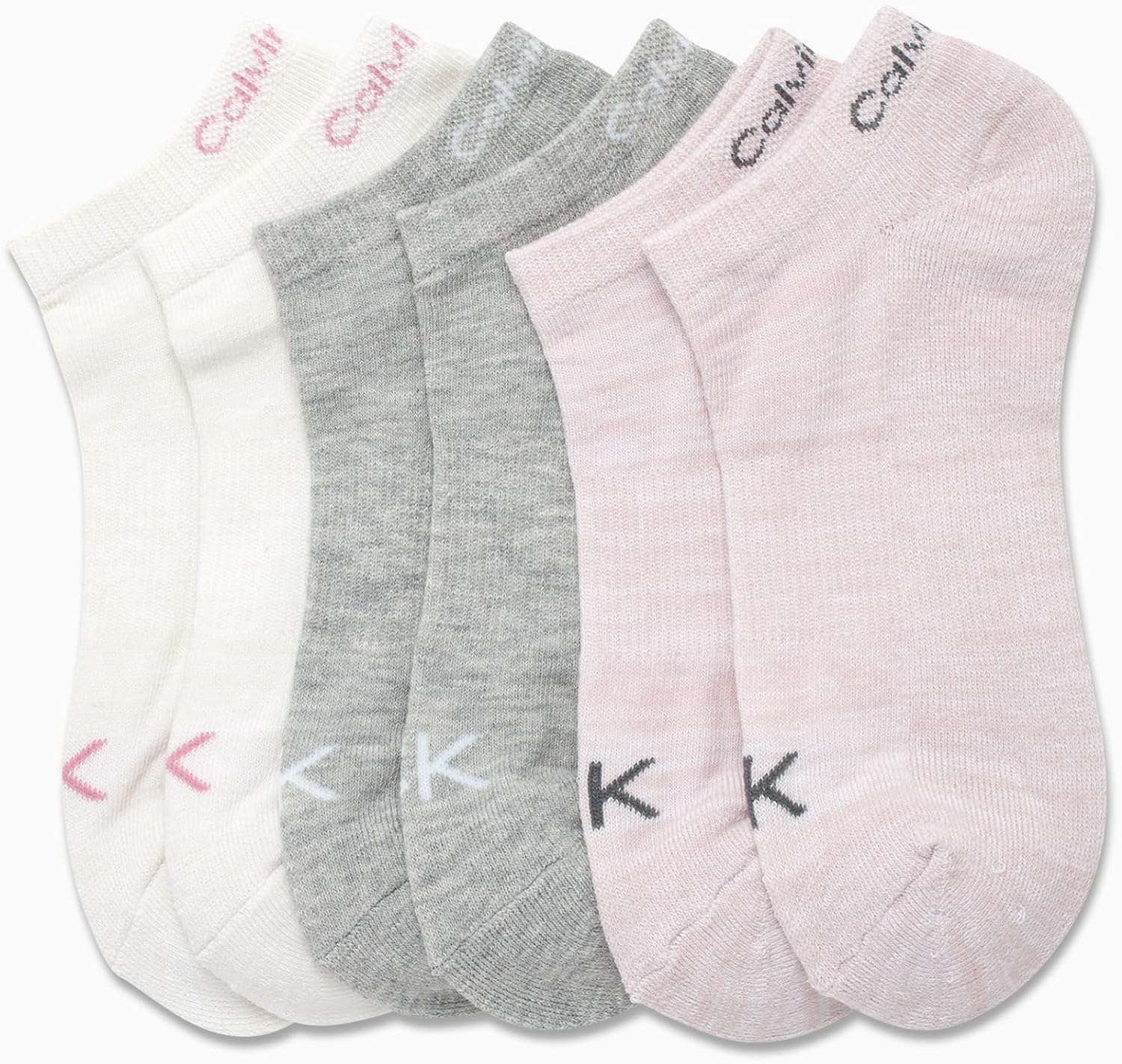 image:imageCalvin Klein Womens No Show Socks 6 Pack Breathable Cotton Blend Athletic Performance Low Cut Running Socks for WomenPinkGrey