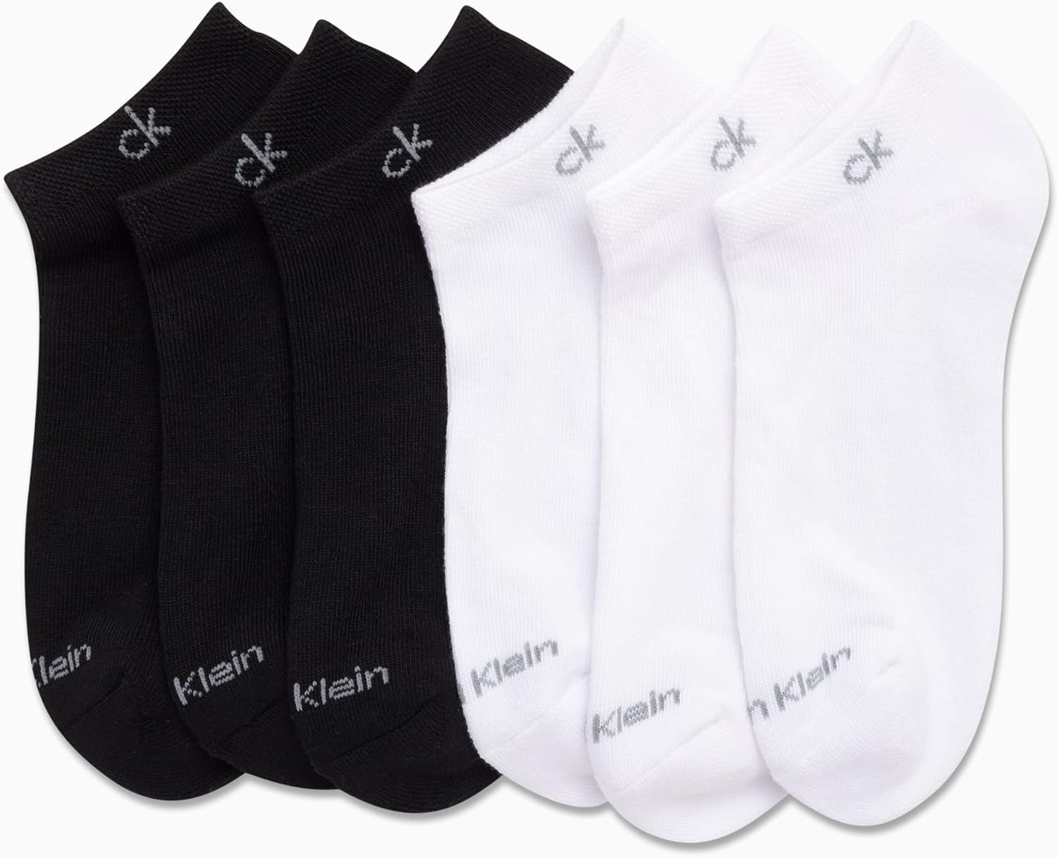 image:imageCalvin Klein Womens No Show Socks 6 Pack Breathable Cotton Blend Athletic Performance Low Cut Running Socks for WomenWhiteBlack