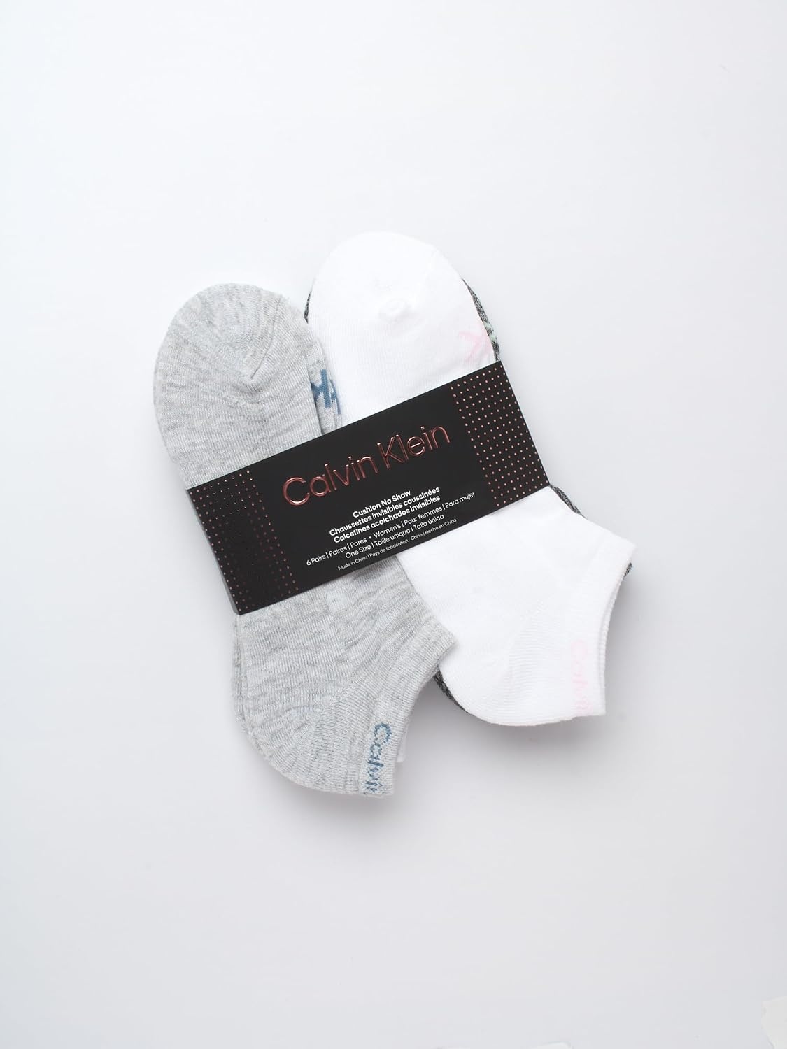 image:imageCalvin Klein Womens No Show Socks 6 Pack Breathable Cotton Blend Athletic Performance Low Cut Running Socks for WomenWhiteGrey